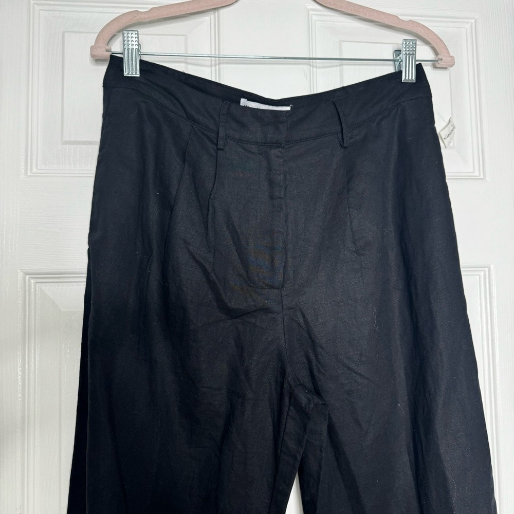 Charlie Holiday Black Linen Blend Straight Leg Pants Size 8 NWT